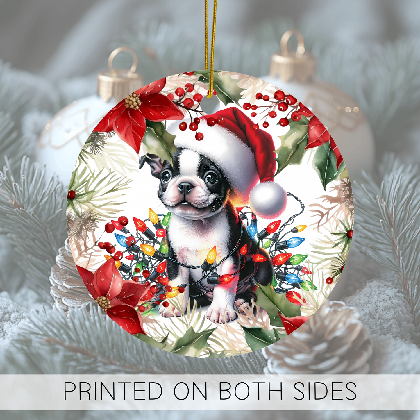Boston Terrier Holiday Ornaments, Cute Boston Terrier, Boston Terrier Art, New Puppy Gift, Boston Terrier Dog