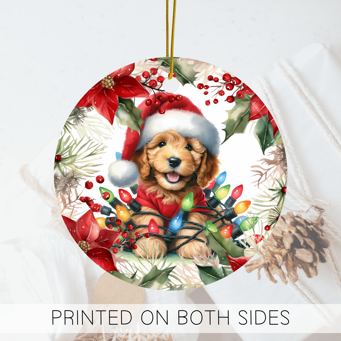 Doodle Holiday Ornaments, Golden Doodle Art, Goldendoodle Gift, Dog Owner Gift, Gift for Dog Lovers, Dog Decor