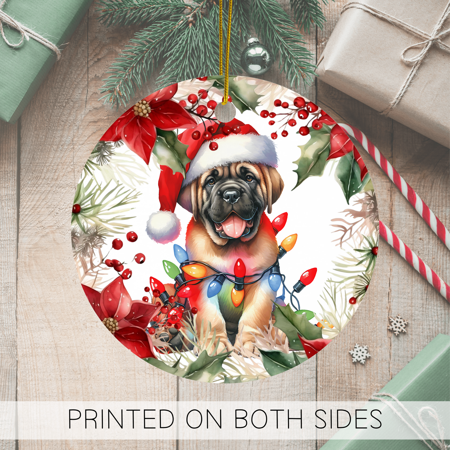 English Mastiff Holiday Ornaments, Mastiff Dog Christmas Ornament, Custom Dog Ornament, Gifts for Dog Lovers