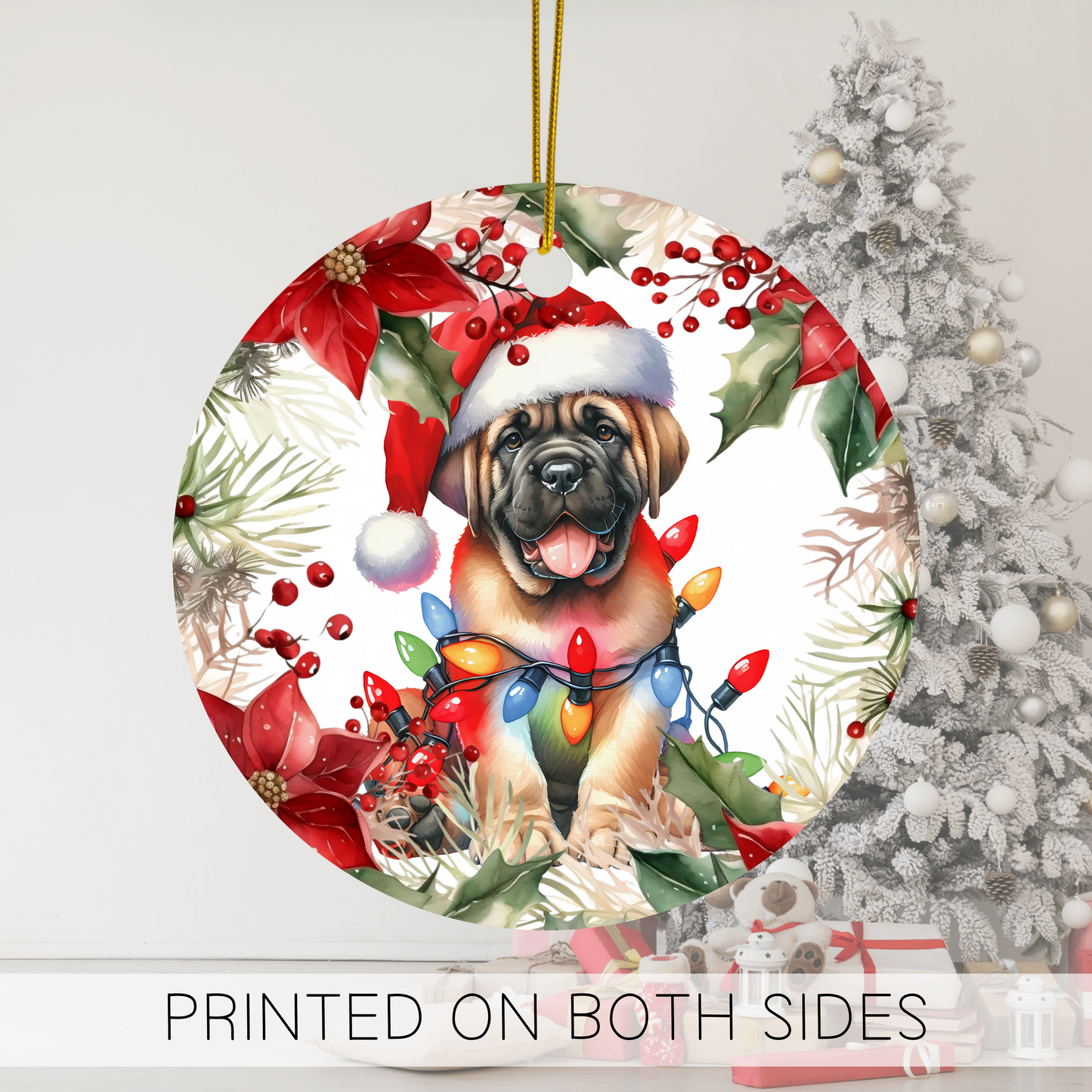 English Mastiff Holiday Ornaments, Mastiff Dog Christmas Ornament, Custom Dog Ornament, Gifts for Dog Lovers