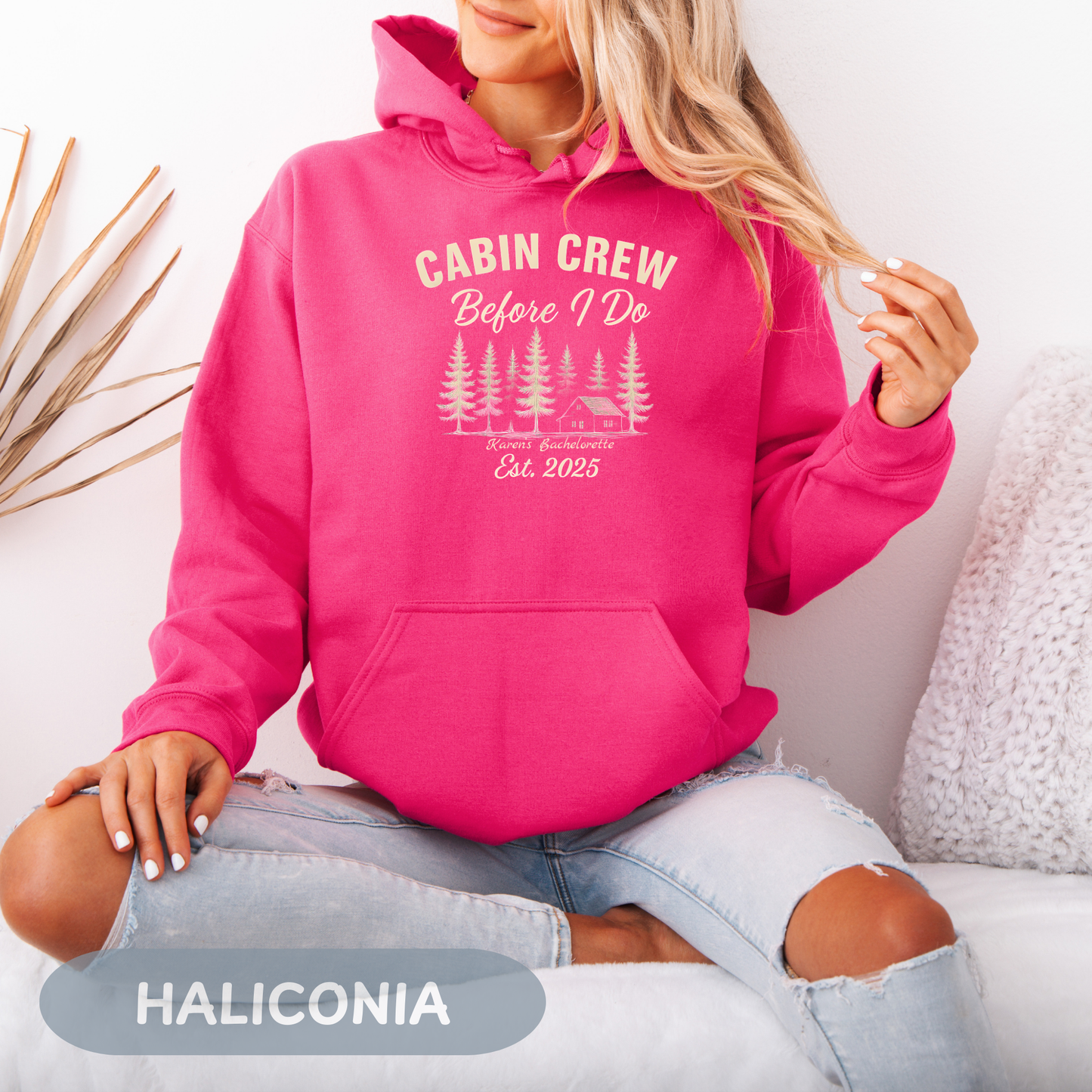 Bachelorette Cabin Crew Hoodie, Camp Bride Sweatshirt, Camping Bach Sweater, Bride to Be, Custom Location, Bridal Gift