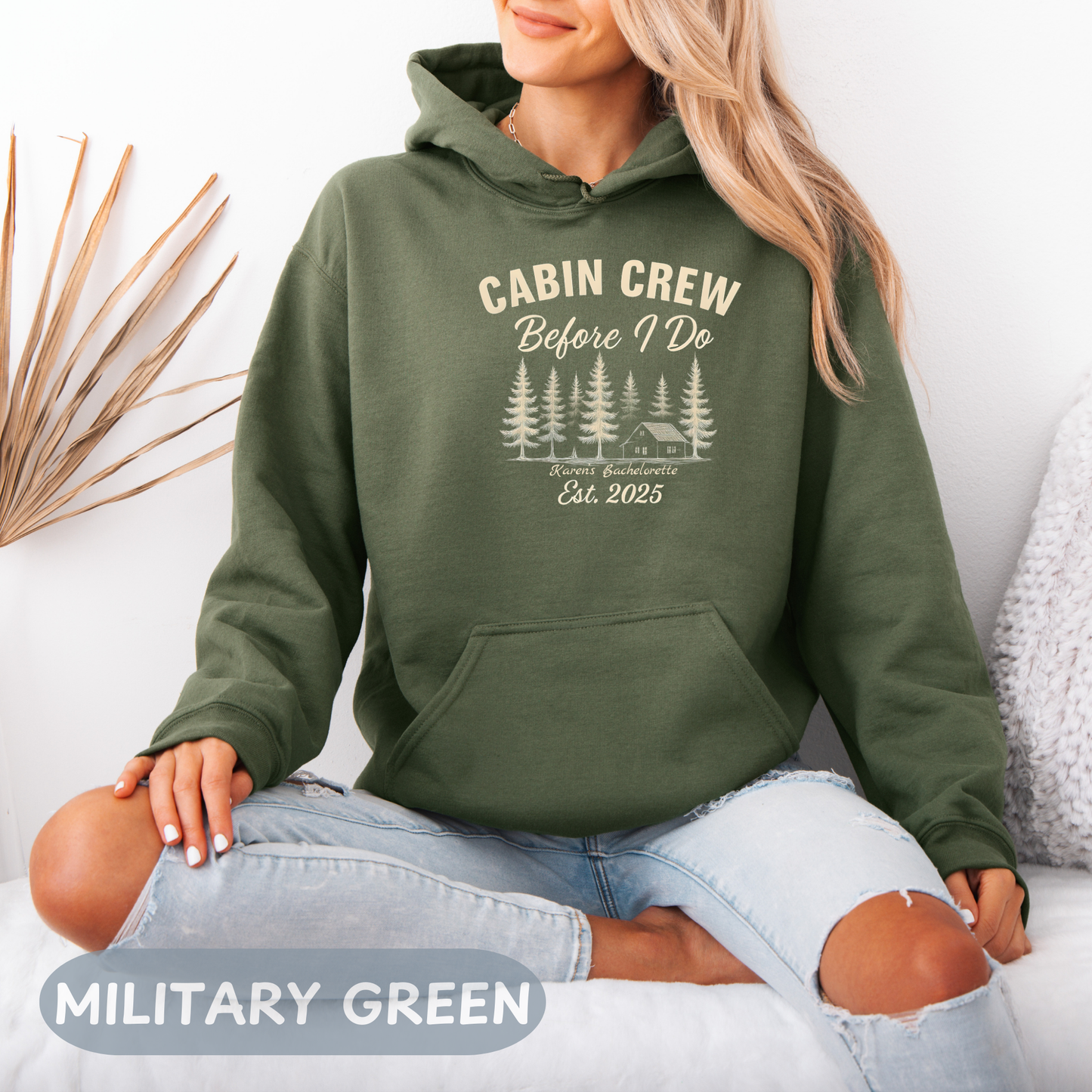 Bachelorette Cabin Crew Hoodie, Camp Bride Sweatshirt, Camping Bach Sweater, Bride to Be, Custom Location, Bridal Gift