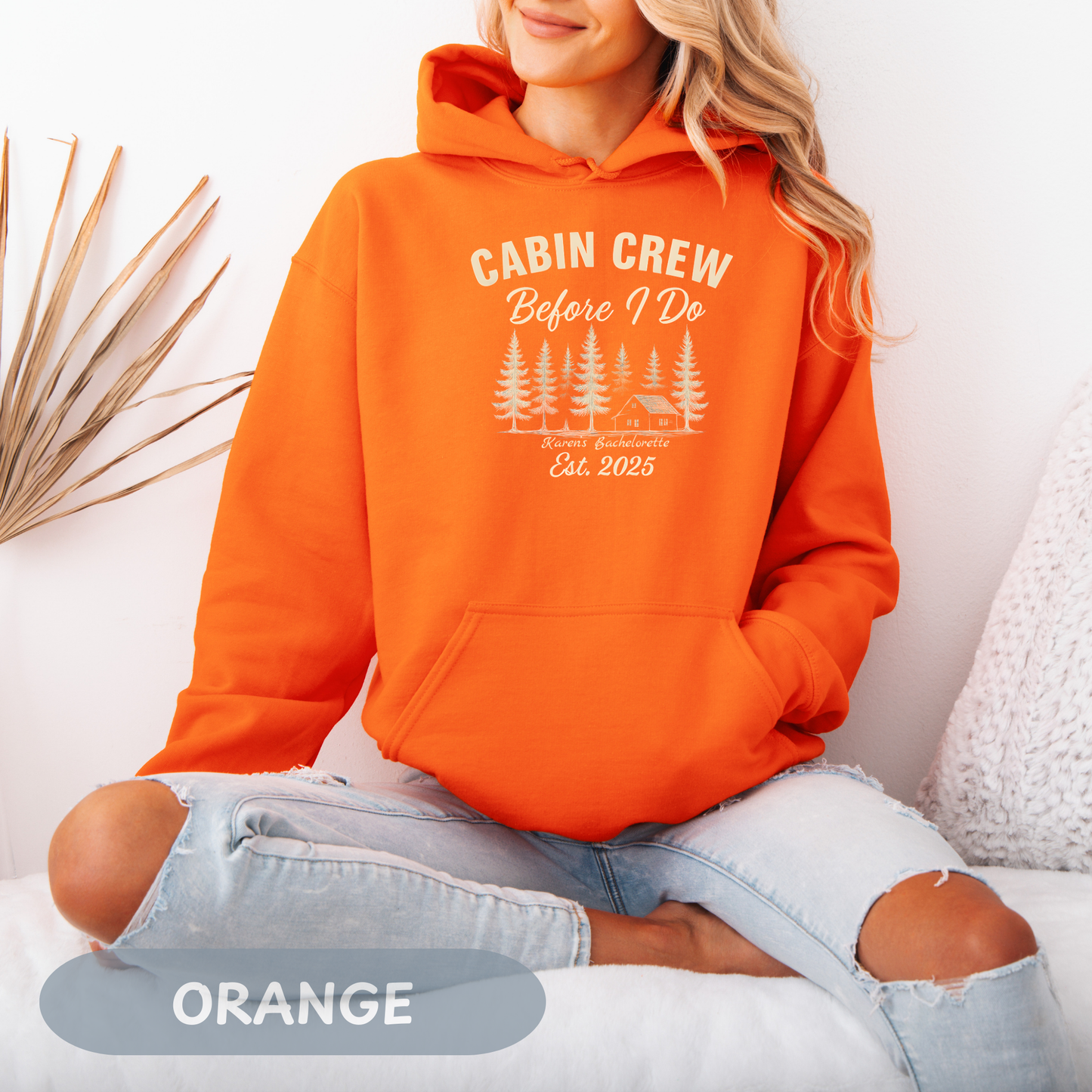 Bachelorette Cabin Crew Hoodie, Camp Bride Sweatshirt, Camping Bach Sweater, Bride to Be, Custom Location, Bridal Gift