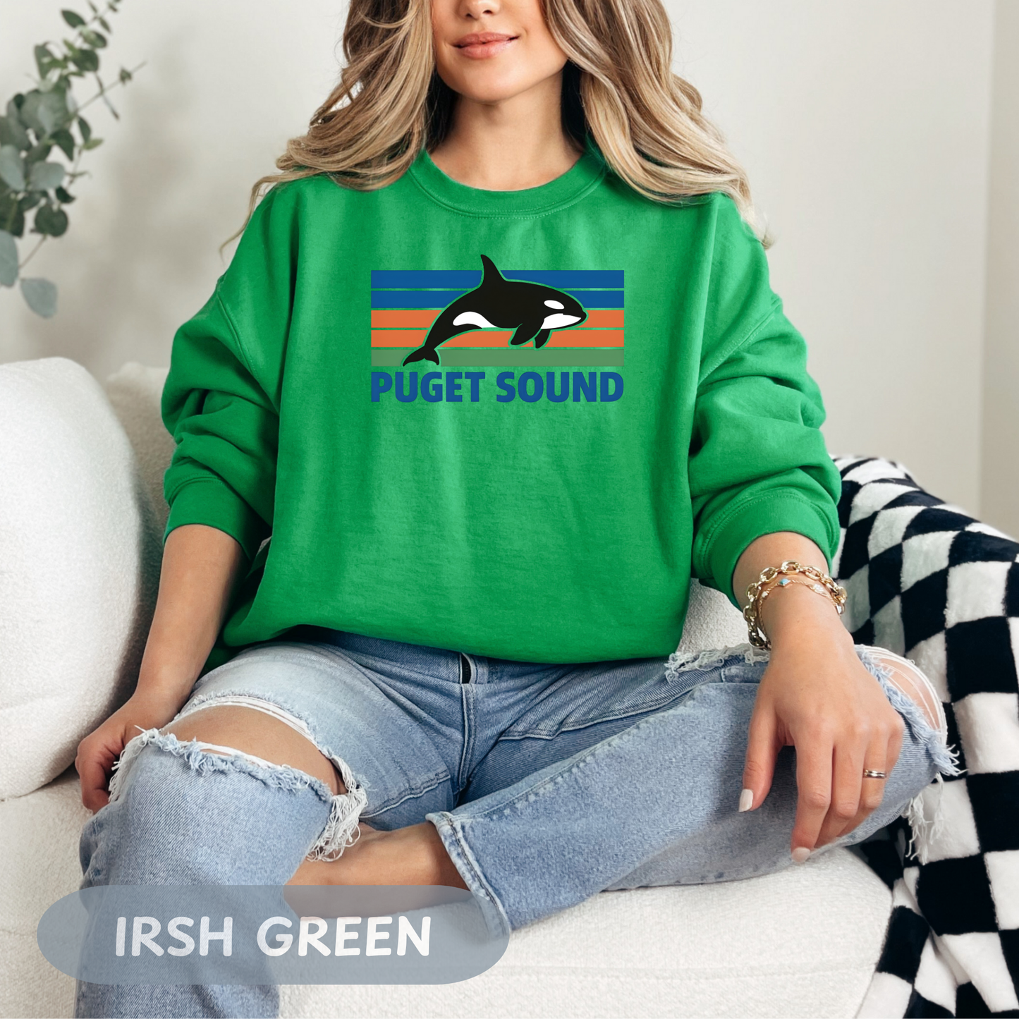 Puget Sound Orca Whale Crewneck Sweatshirt, Orca Whale Shirt, Whale Sweatshirt, Orca Shirts, Whale Gift