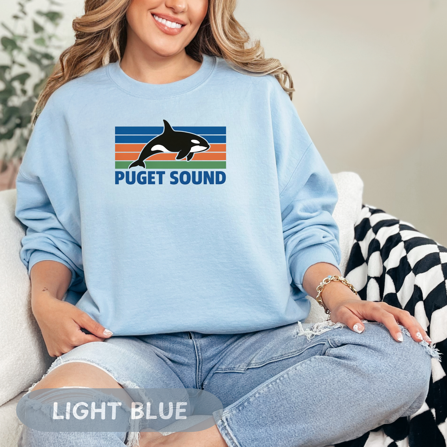 Puget Sound Orca Whale Crewneck Sweatshirt, Orca Whale Shirt, Whale Sweatshirt, Orca Shirts, Whale Gift