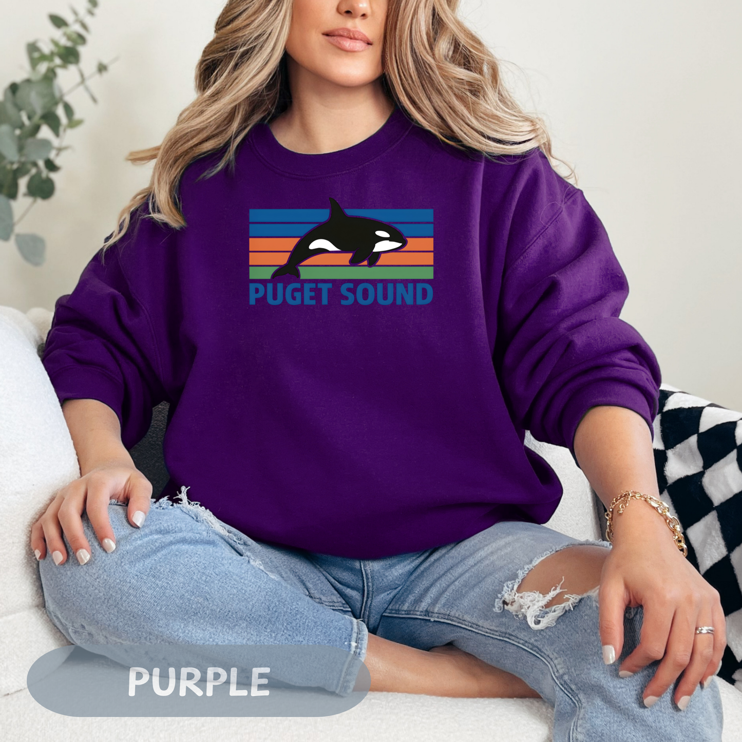 Puget Sound Orca Whale Crewneck Sweatshirt, Orca Whale Shirt, Whale Sweatshirt, Orca Shirts, Whale Gift