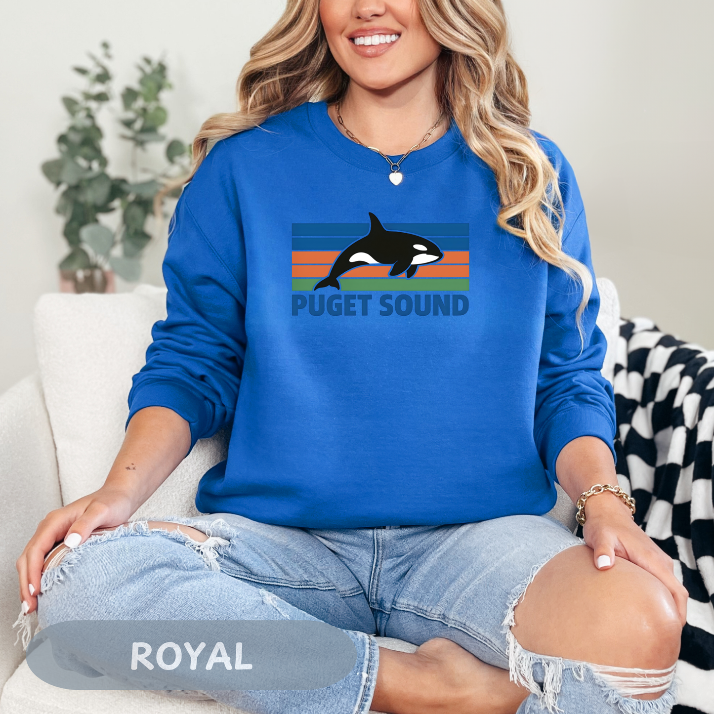 Puget Sound Orca Whale Crewneck Sweatshirt, Orca Whale Shirt, Whale Sweatshirt, Orca Shirts, Whale Gift