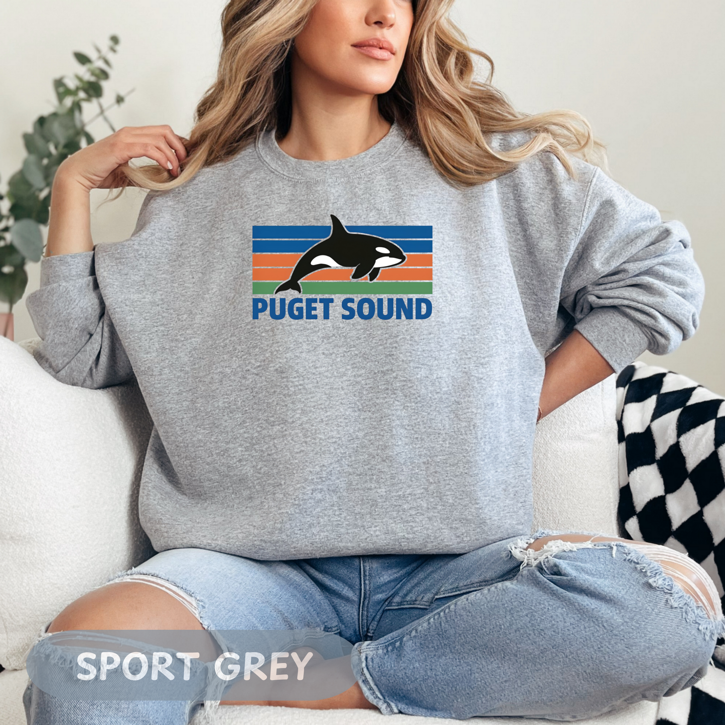 Puget Sound Orca Whale Crewneck Sweatshirt, Orca Whale Shirt, Whale Sweatshirt, Orca Shirts, Whale Gift