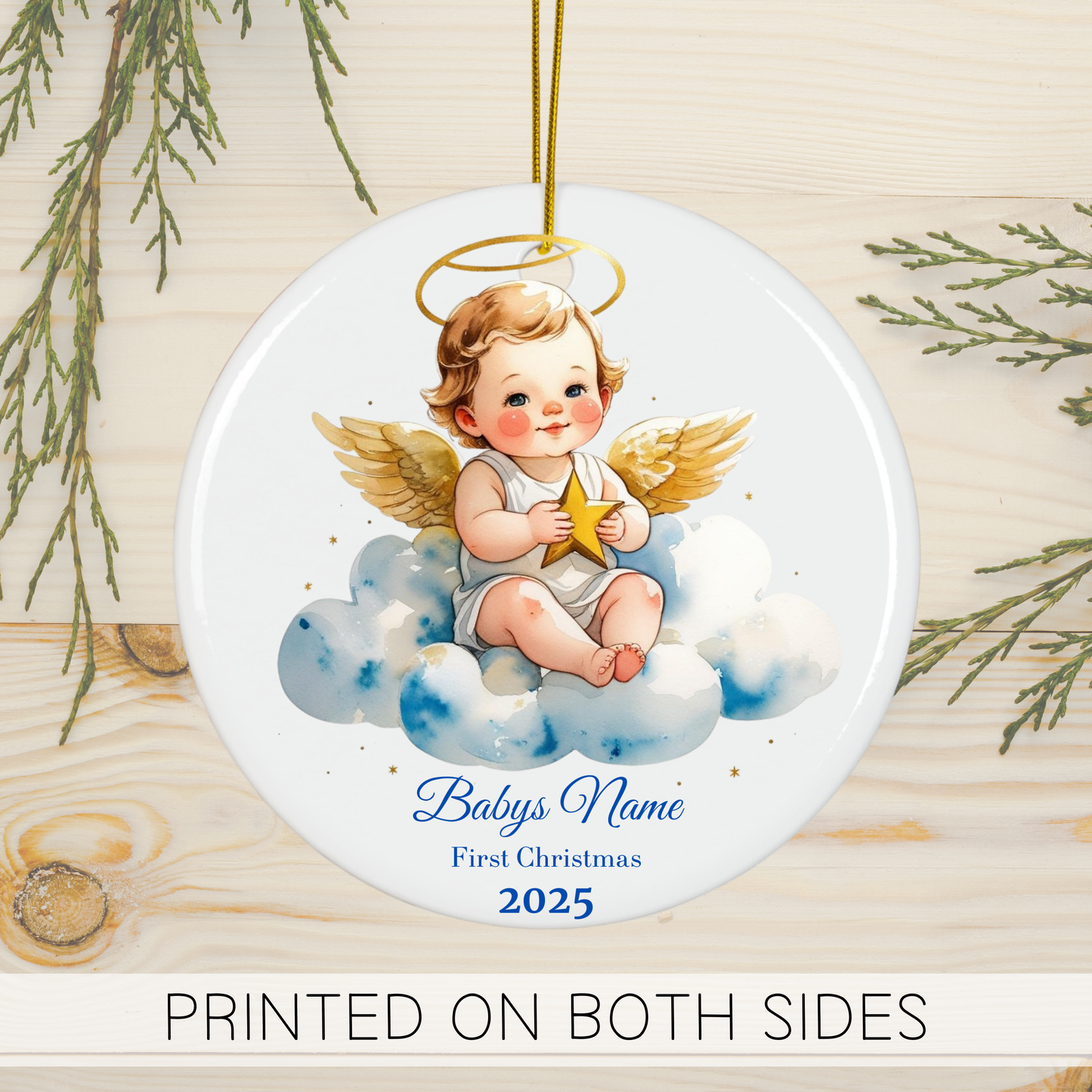Custom Baby’s First Christmas Ornament 2025, Personalized Angel Baby on Cloud Keepsake, Baby Name Ornament, New Parent Gift