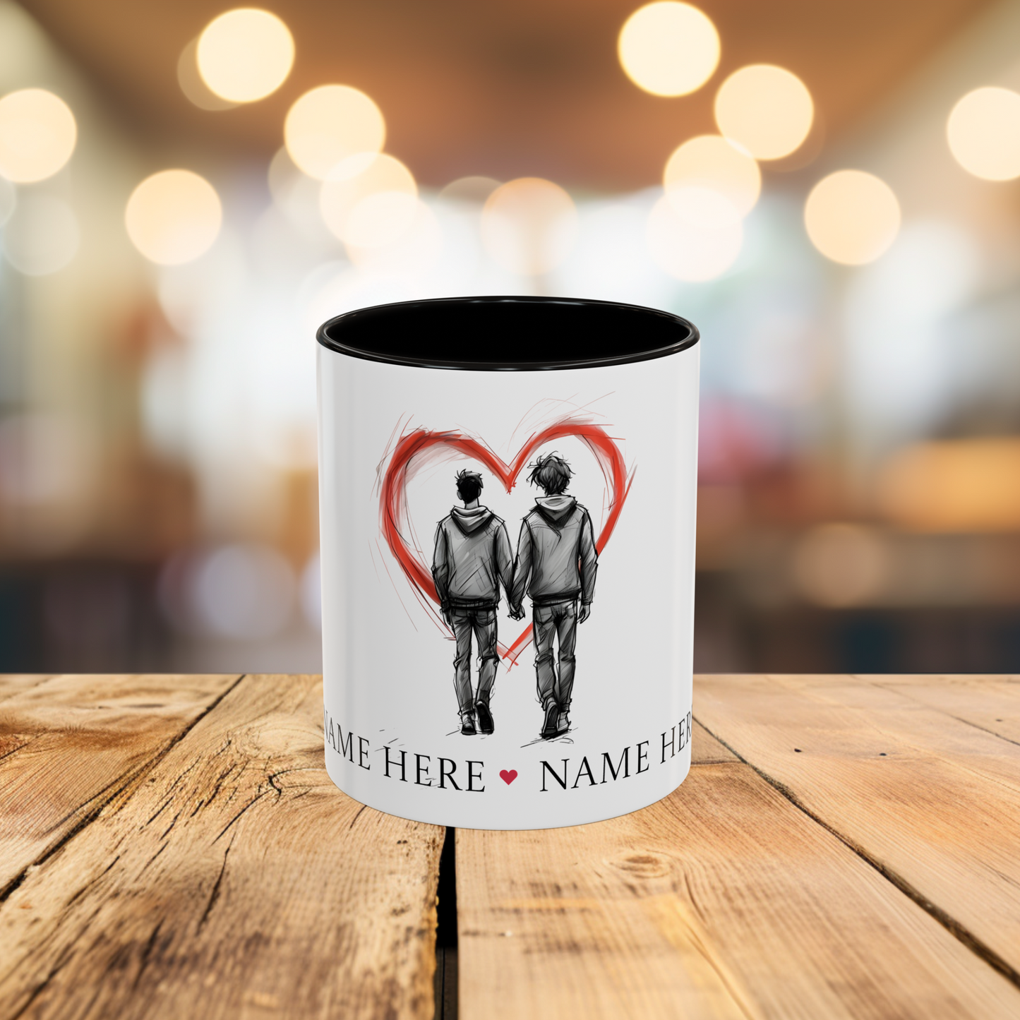 Personalized Gay Couple Coffee Mug, Custom LGBTQ Gift, Same Sex Wedding, Anniversary, Valentines Day Gift for Boyfriend or Husband