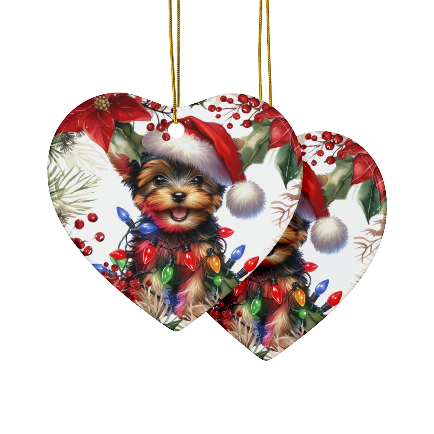 Yorkshire Terrier Holiday Ornament, New Puppy Gift, Dog Ornament, Round Ornament, Ceramic Ornament, Christmas