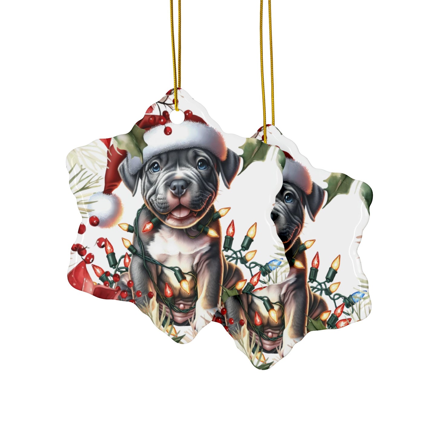Pittbull Holiday Ornament, Pitbull Mom Apparel, Pit Bull T-shirt, Custom Dog Ornament, Dog Gift, Pet Lover’s Gift