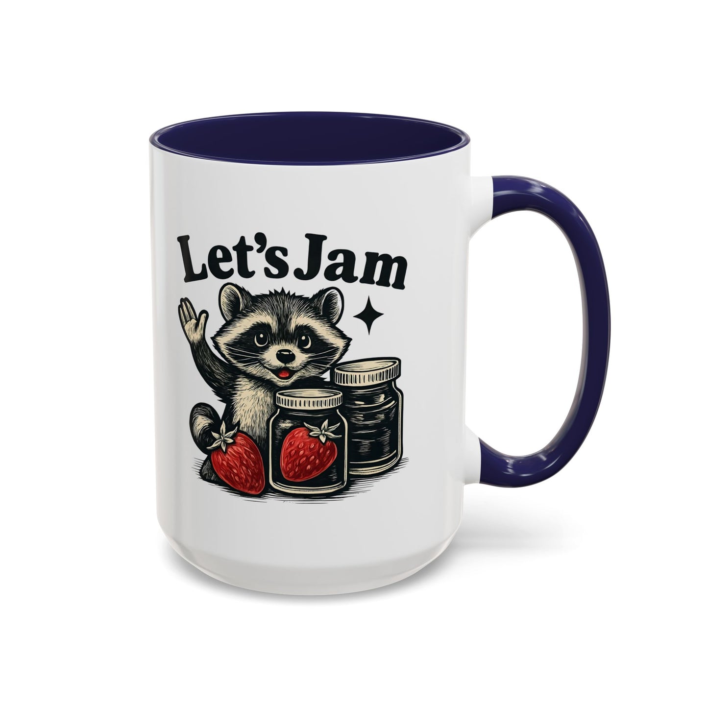 Let's Jam Raccoon Coffee Mug, Strawberry Mug, Cute Summer Mug, Raccoon Strawberry Mug, Funny Raccoon Mug, Trending Now