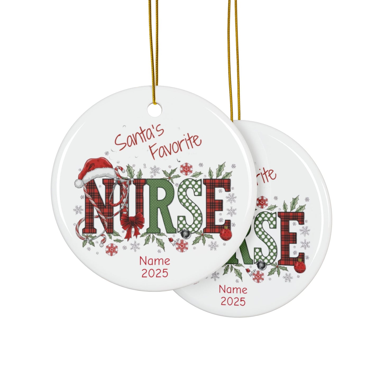 Custom Nurse Christmas Ornament, Santas Favorite Nurse Gift, Nursing Graduation, Retirement, RN Holiday Keepsake, Future Nurse Christmas