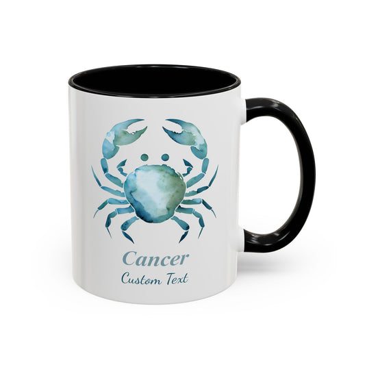 Personalized Cancer Zodiac Accent Coffee Mug, Zodiac Mug, Astrology Mug, Birth Month, Cancer Zodiac Gift, Custom Gift