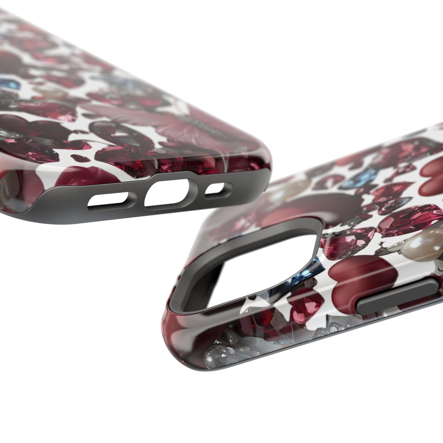 Romantic Floral Hearts Magnetic Tough iPhone Case -  Durable Phone Case for Gifts, Valentine's Day, Birthday, Anniversary, Cute Accessories