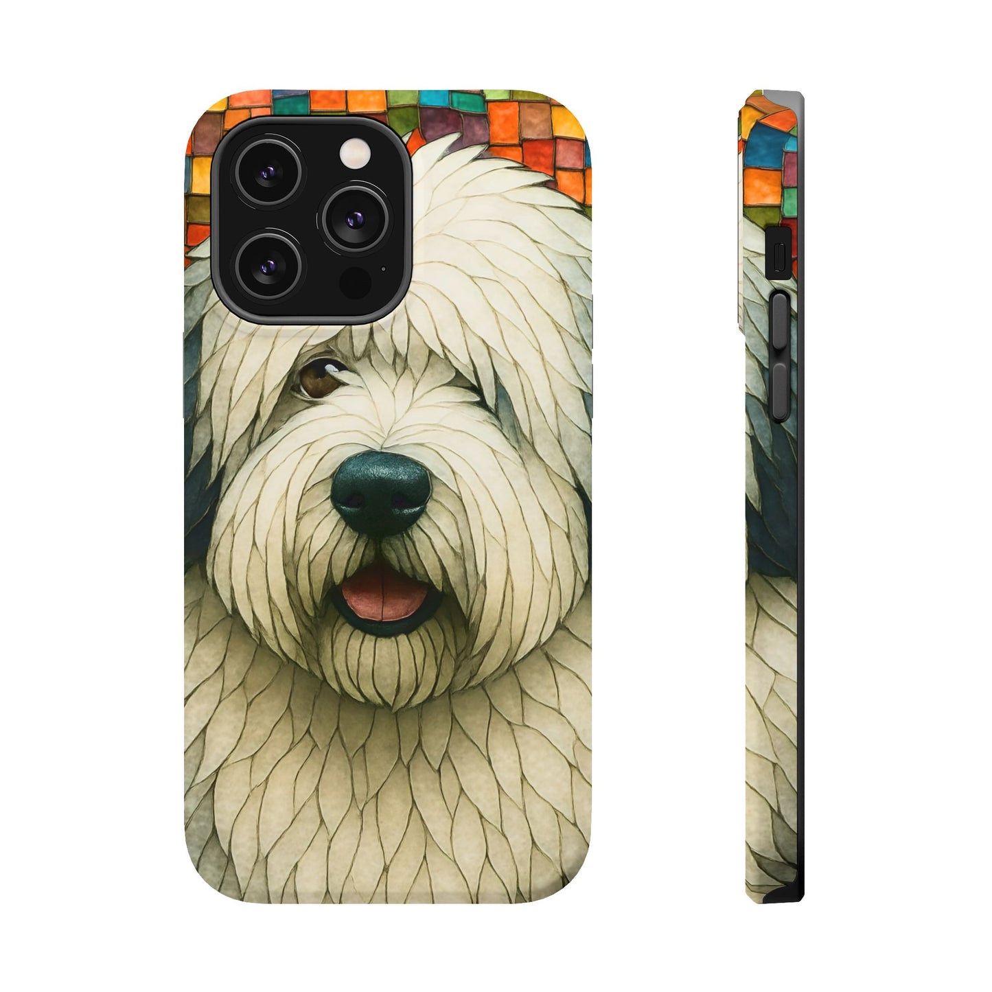 Old English Sheepdog Mosaic Phone Case, English Sheepdog iPhone Case, Dog Phone Case, Dog Lover Gift, Cute Dog Cover