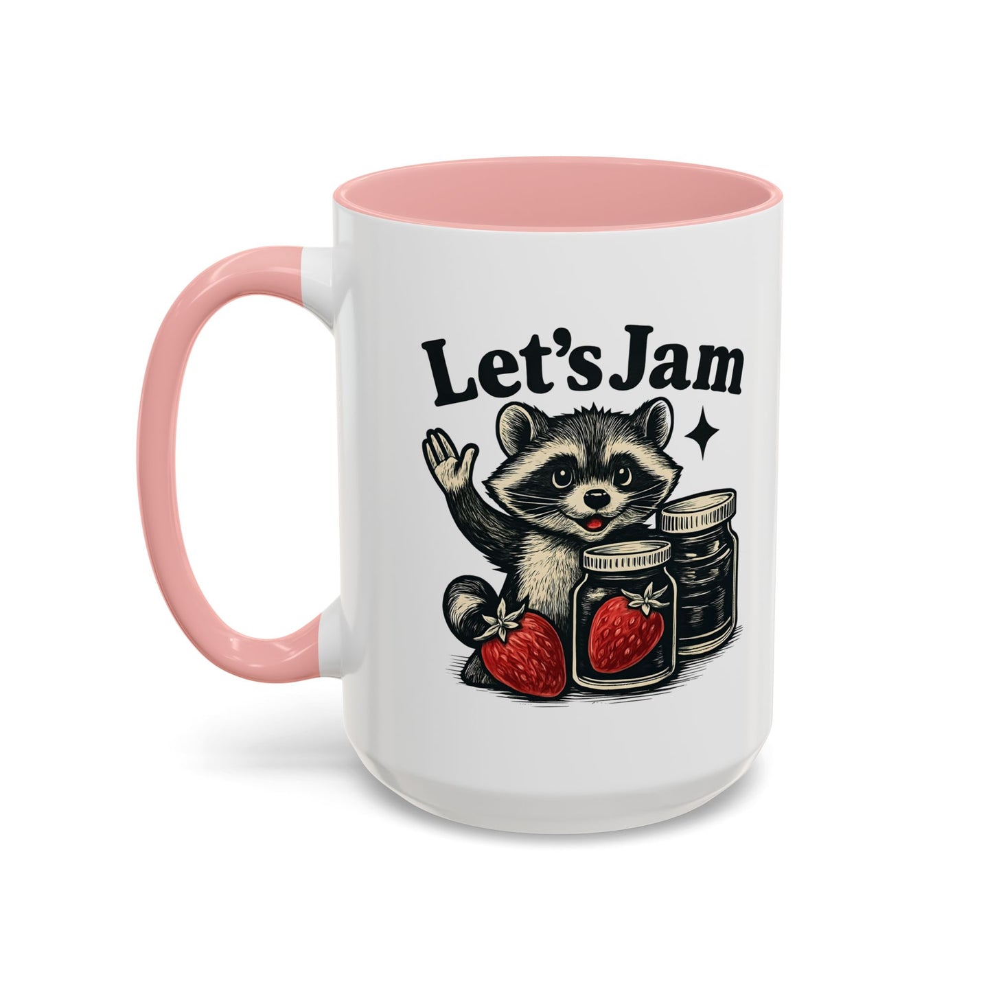 Let's Jam Raccoon Coffee Mug, Strawberry Mug, Cute Summer Mug, Raccoon Strawberry Mug, Funny Raccoon Mug, Trending Now