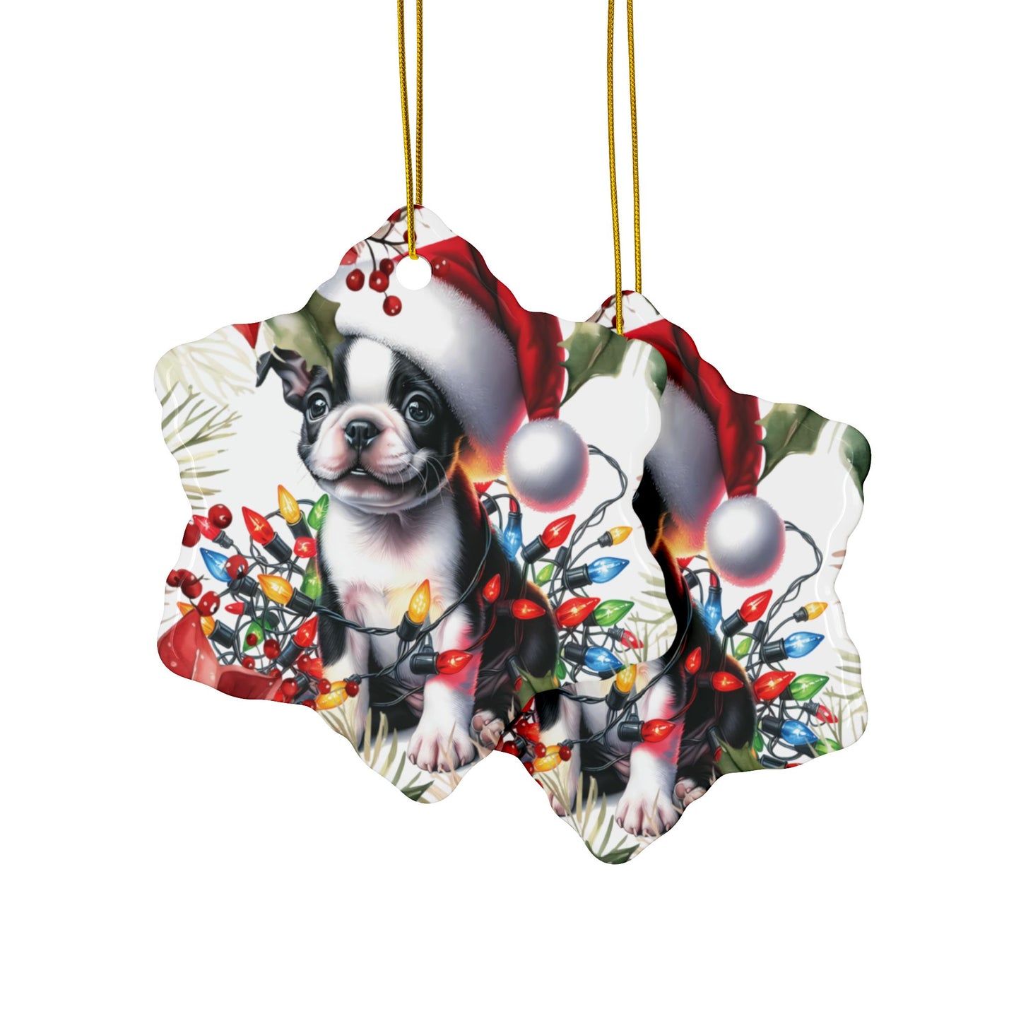 Boston Terrier Holiday Ornaments, Cute Boston Terrier, Boston Terrier Art, New Puppy Gift, Boston Terrier Dog