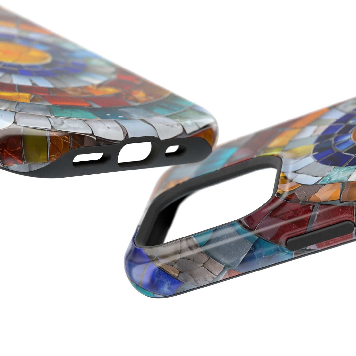Magnetic Mosaic Phone Case, Trendy iPhone Case, Unique Design, Faux Stained Glass, Custom Phone Cover, Wireless Charging