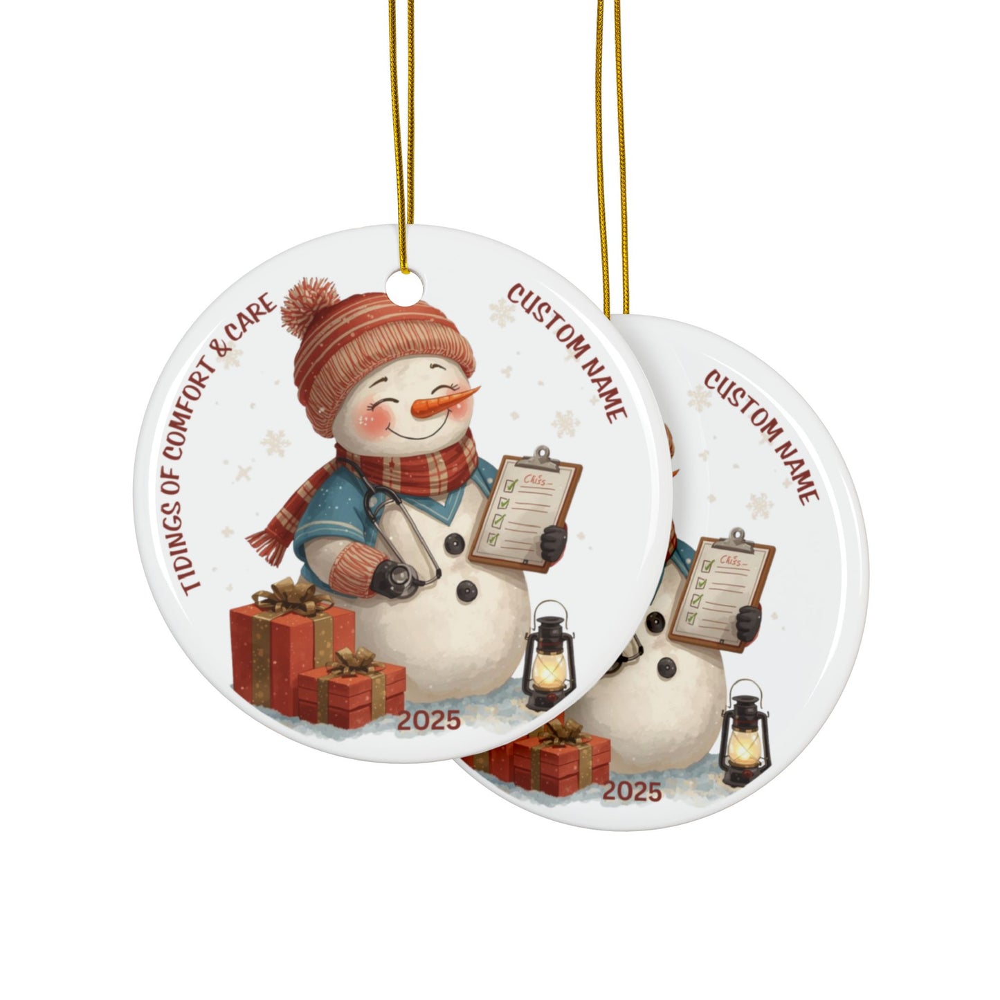 Personalized Nurse Snowman Ornament 2025, Nursing Ornament Gift for RN, Future Nurse, Graduation, Retirement, Christmas Keepsake