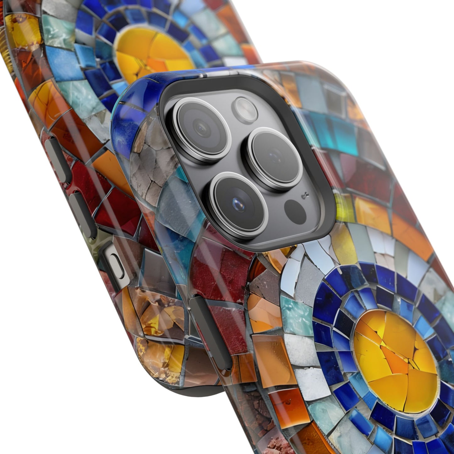 Magnetic Mosaic Phone Case, Trendy iPhone Case, Unique Design, Faux Stained Glass, Custom Phone Cover, Wireless Charging