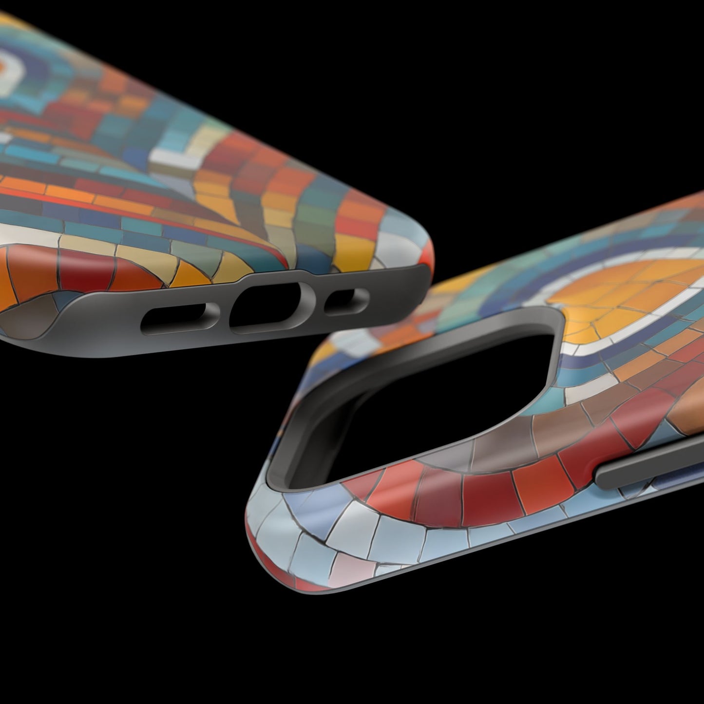 Magnetic Heart Mosaic iPhone Case, Faux Stained Glass, Trendy Phone Cover, Artistic Phone Case, Wireless Charging