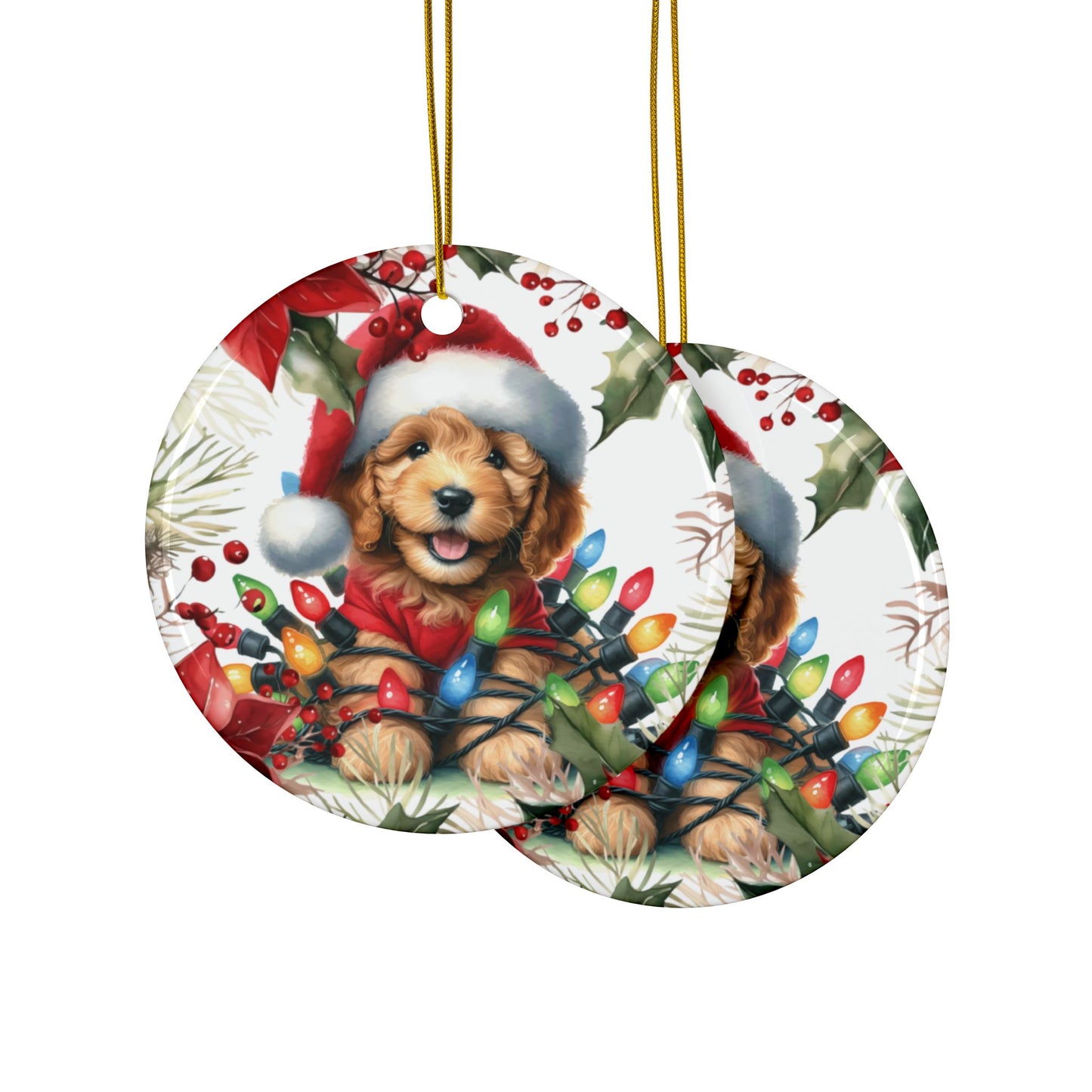 Doodle Holiday Ornaments, Golden Doodle Art, Goldendoodle Gift, Dog Owner Gift, Gift for Dog Lovers, Dog Decor