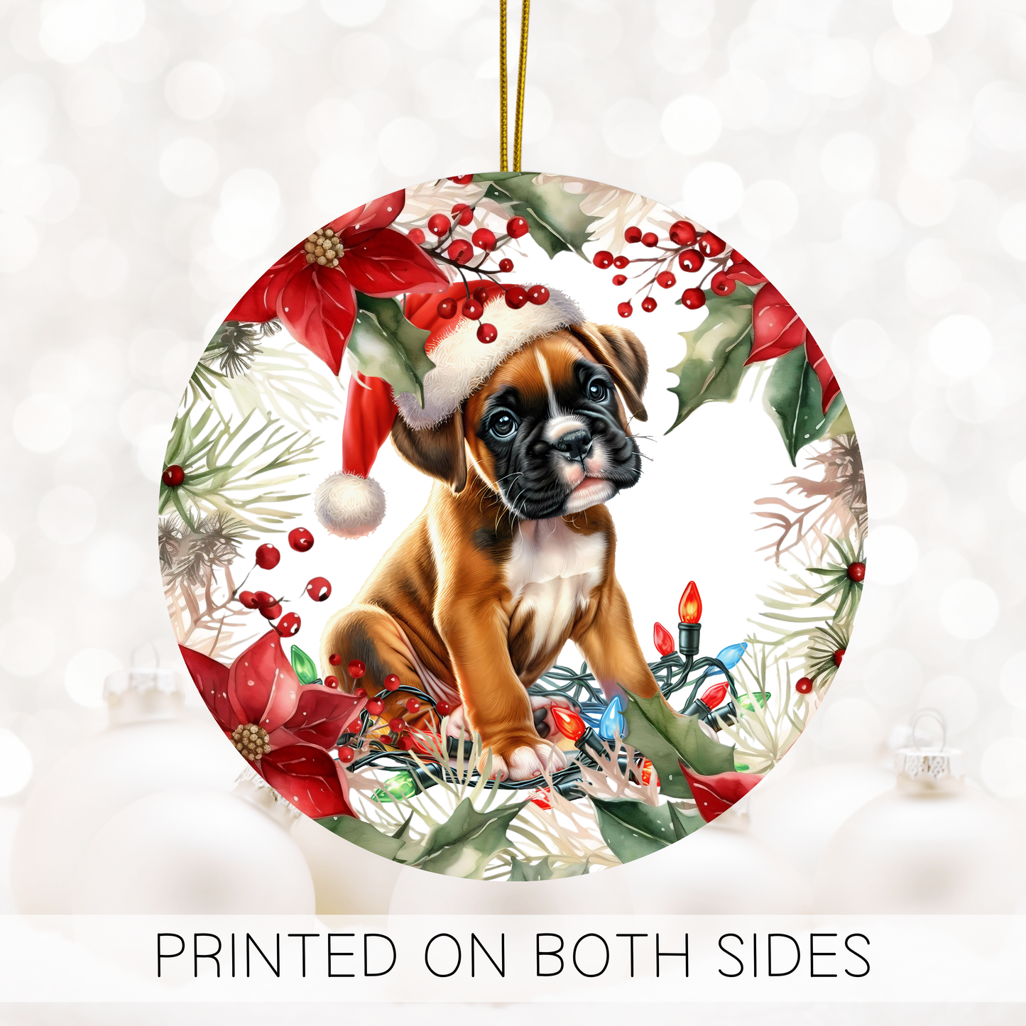 Boxer Holiday Ornaments, New Puppy Gift, Ceramic Ornament, Dog Remembrance, Christmas Ornament, Xmas Tree Ornament