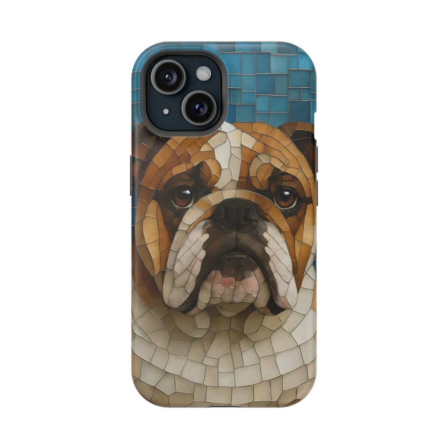Bulldog Mosaic iPhone Charging Case - Pet Lover's Phone Cover, Dog-Inspired Gift, Unique Mobile Case, Customizable Dog Case, Animal Art Phone [...]