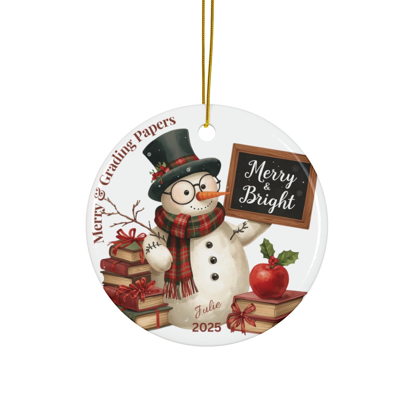 Merry & Grading Papers Ornament, Holiday Teacher Gift, Xmas Gift, Customized Name, Best Teacher Ever, Santas Favorite