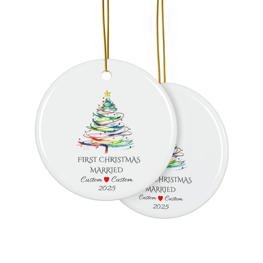 First Christmas Married Ornament, Newlywed Ornament, Just Married Gift, Our First Christmas, Mr and Mrs Ornament