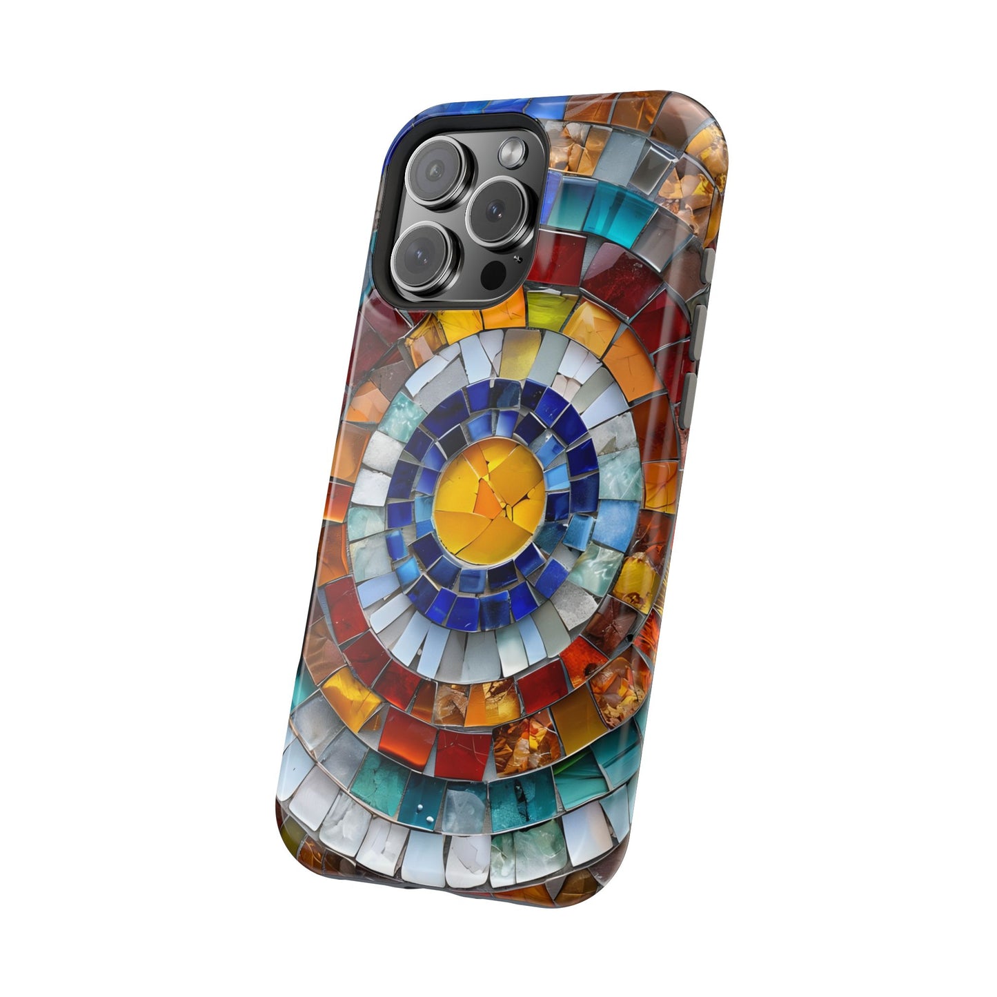 Magnetic Mosaic Phone Case, Trendy iPhone Case, Unique Design, Faux Stained Glass, Custom Phone Cover, Wireless Charging