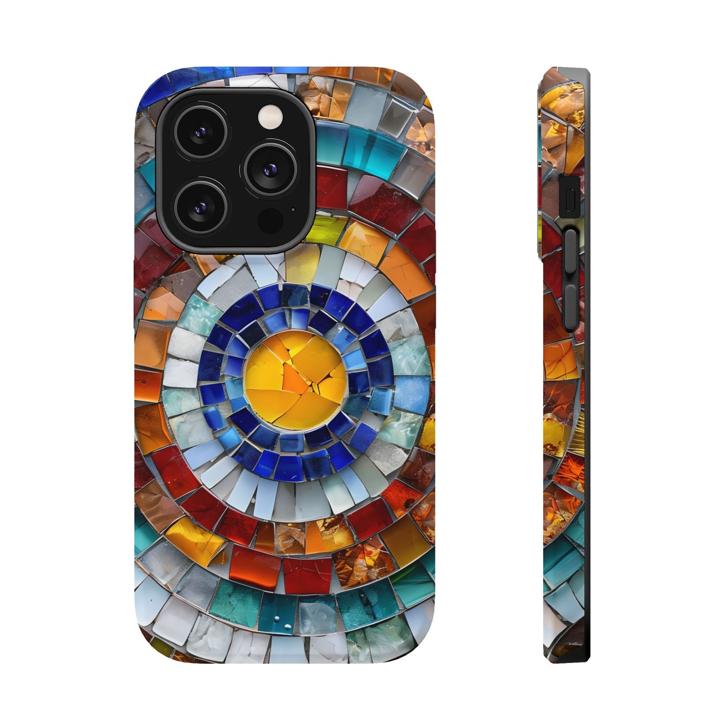 Magnetic Mosaic Phone Case, Trendy iPhone Case, Unique Design, Faux Stained Glass, Custom Phone Cover, Wireless Charging