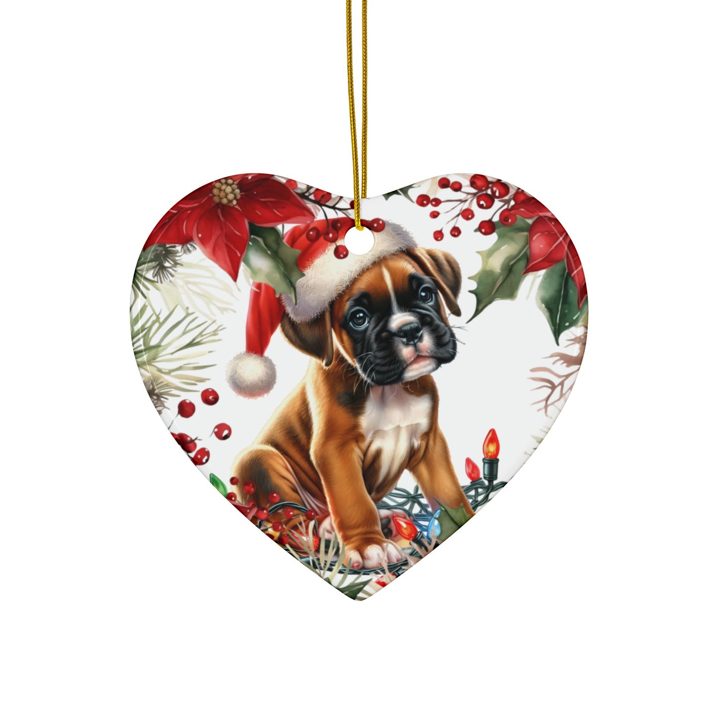 Boxer Holiday Ornaments, New Puppy Gift, Ceramic Ornament, Dog Remembrance, Christmas Ornament, Xmas Tree Ornament