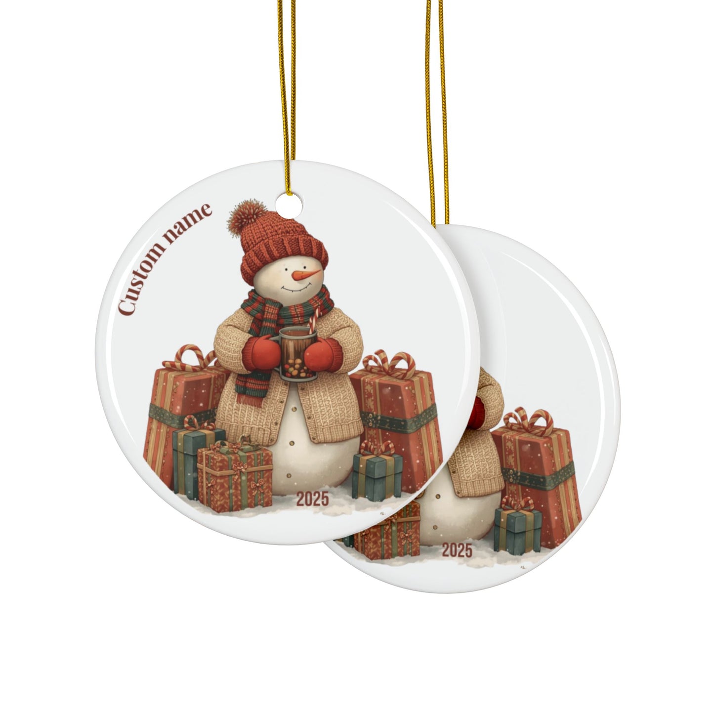 Snowman Ornament 2025, Cute Ceramic Christmas Tree Decoration, Winter Wonderland Gift Exchange, Cozy Holiday Keepsake