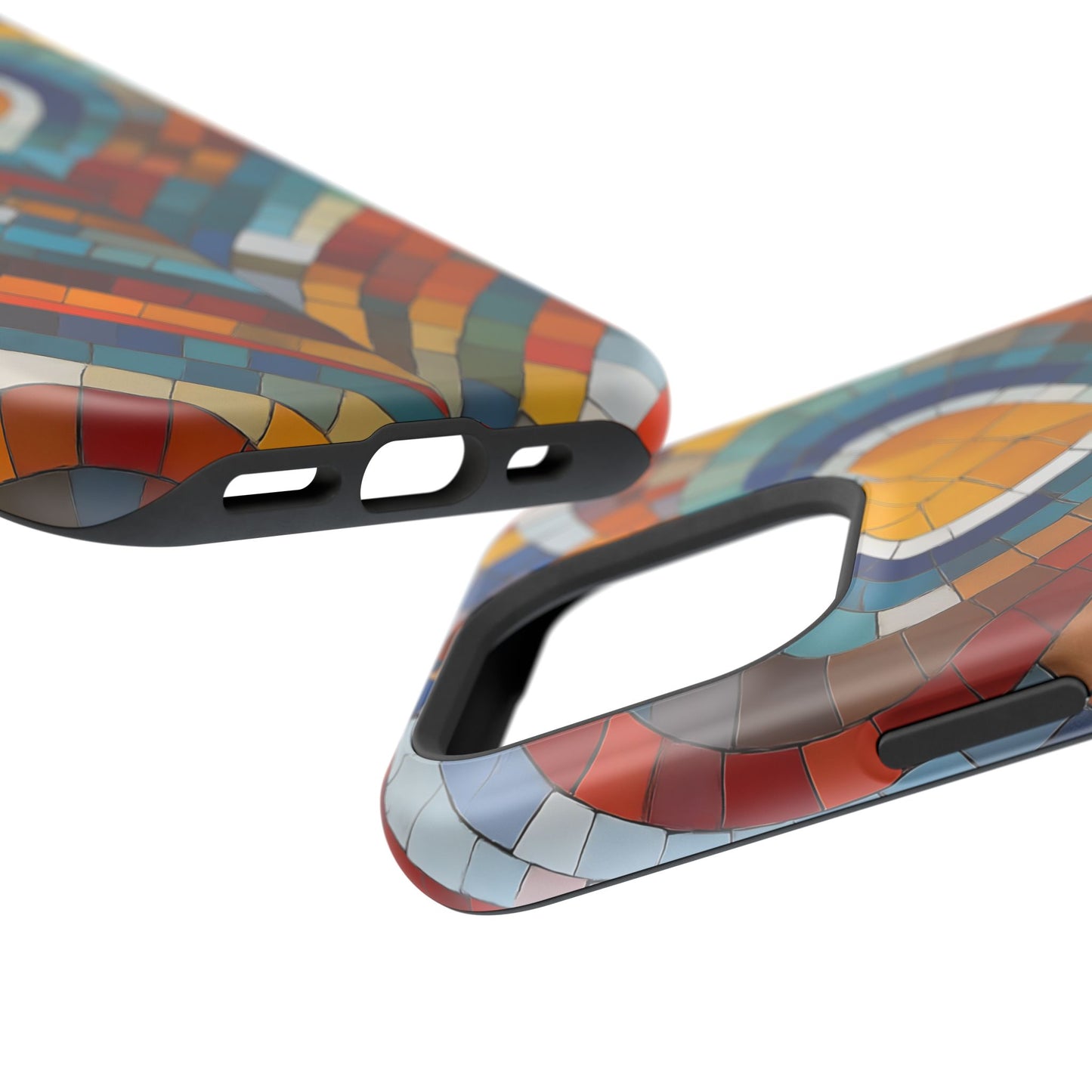 Magnetic Heart Mosaic iPhone Case, Faux Stained Glass, Trendy Phone Cover, Artistic Phone Case, Wireless Charging