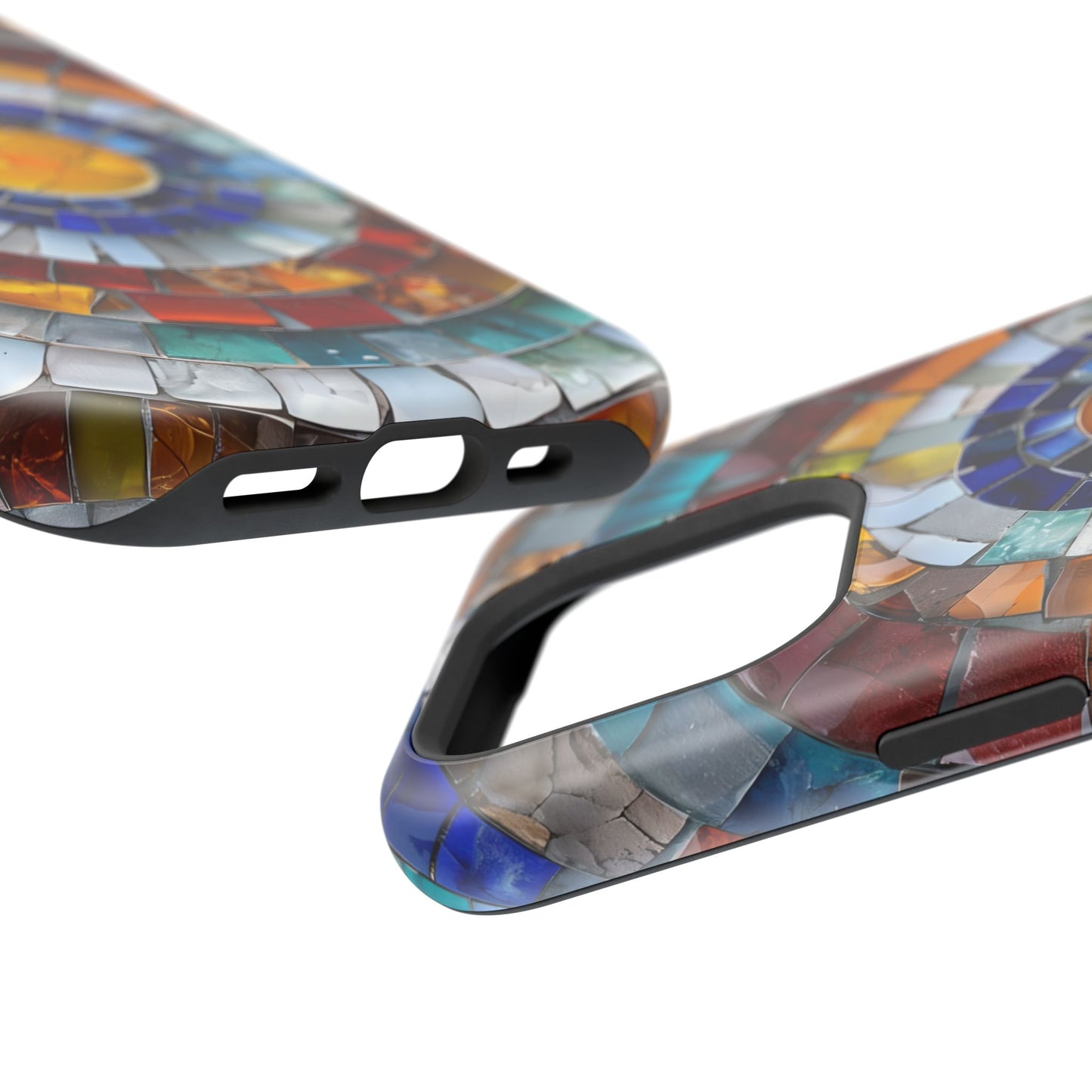 Magnetic Mosaic Phone Case, Trendy iPhone Case, Unique Design, Faux Stained Glass, Custom Phone Cover, Wireless Charging