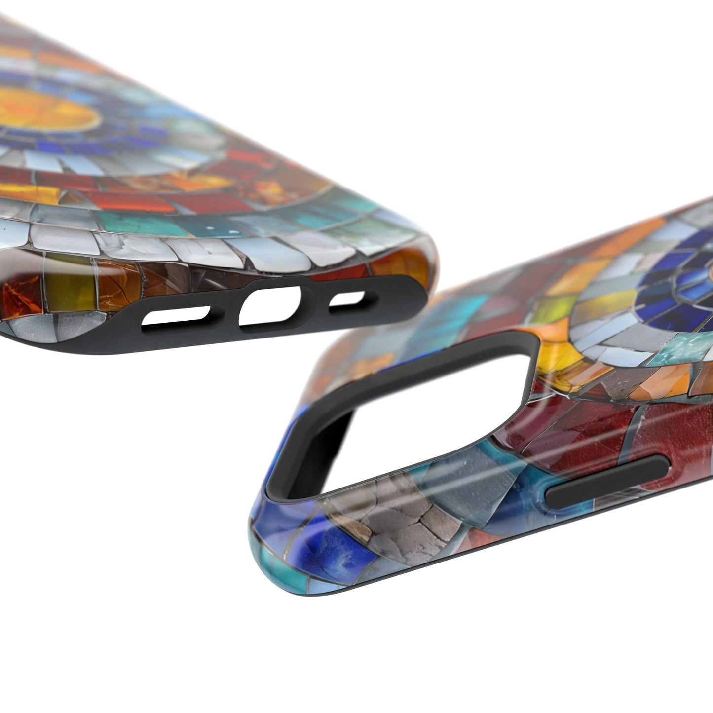 Magnetic Mosaic Phone Case, Trendy iPhone Case, Unique Design, Faux Stained Glass, Custom Phone Cover, Wireless Charging