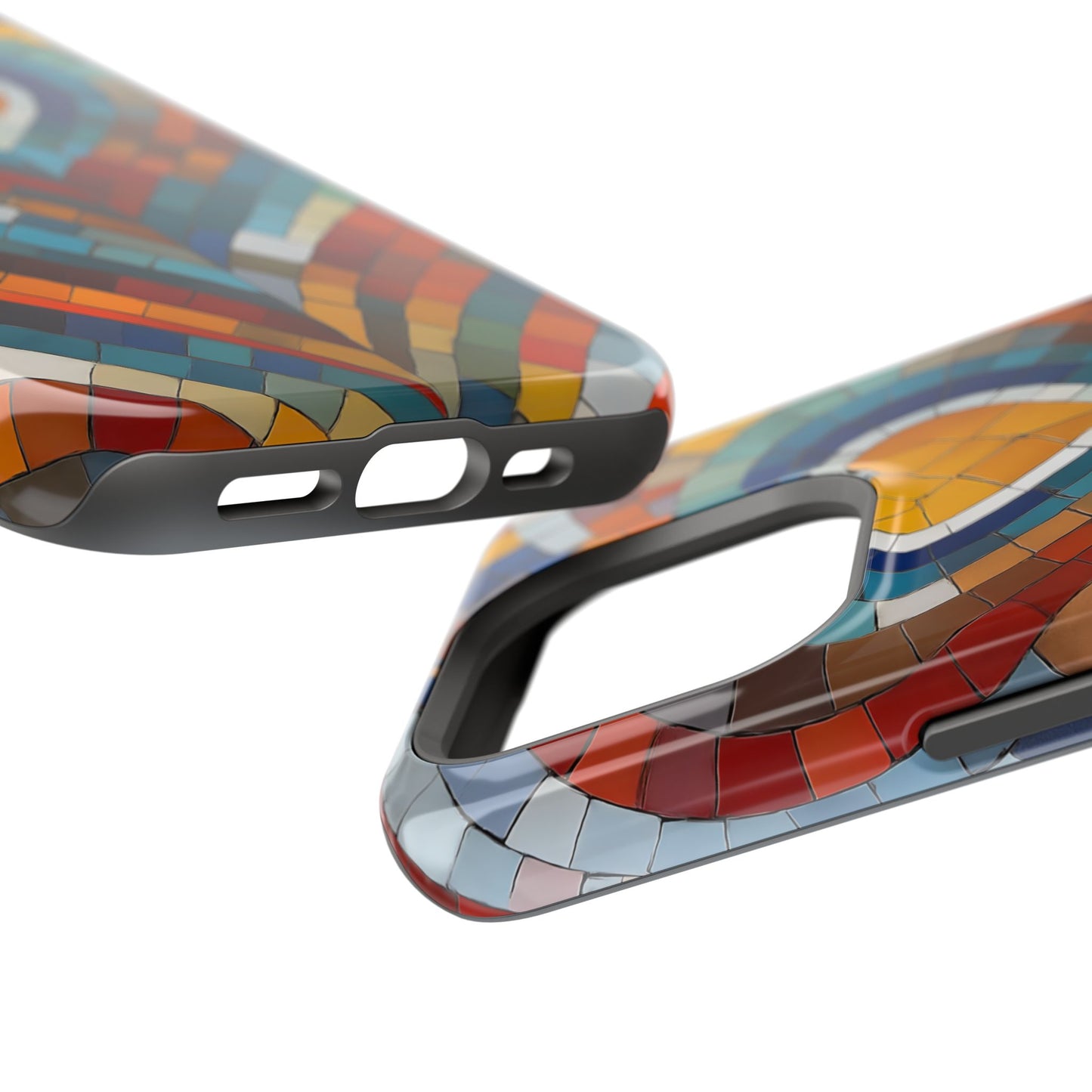 Magnetic Heart Mosaic iPhone Case, Faux Stained Glass, Trendy Phone Cover, Artistic Phone Case, Wireless Charging
