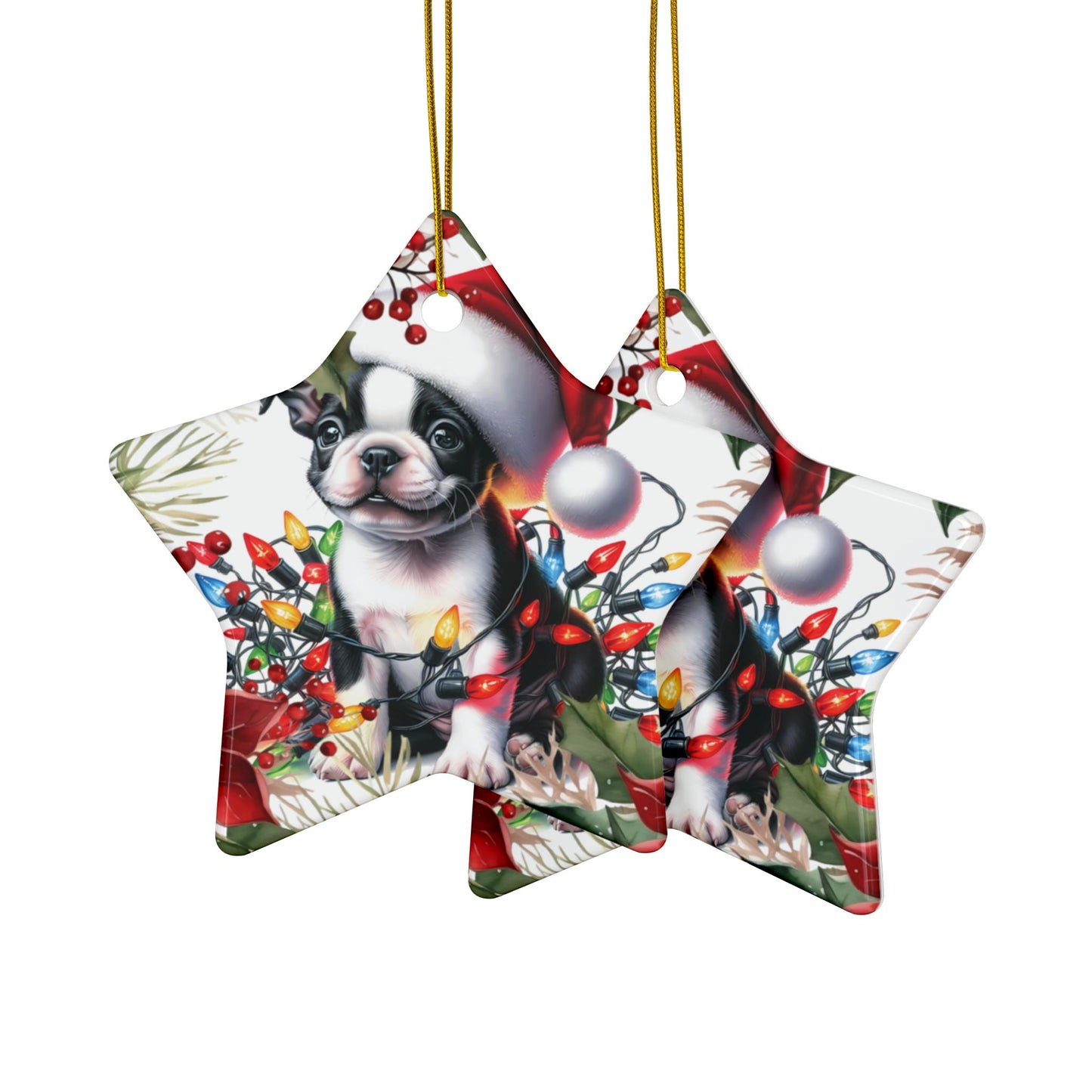 Boston Terrier Holiday Ornaments, Cute Boston Terrier, Boston Terrier Art, New Puppy Gift, Boston Terrier Dog