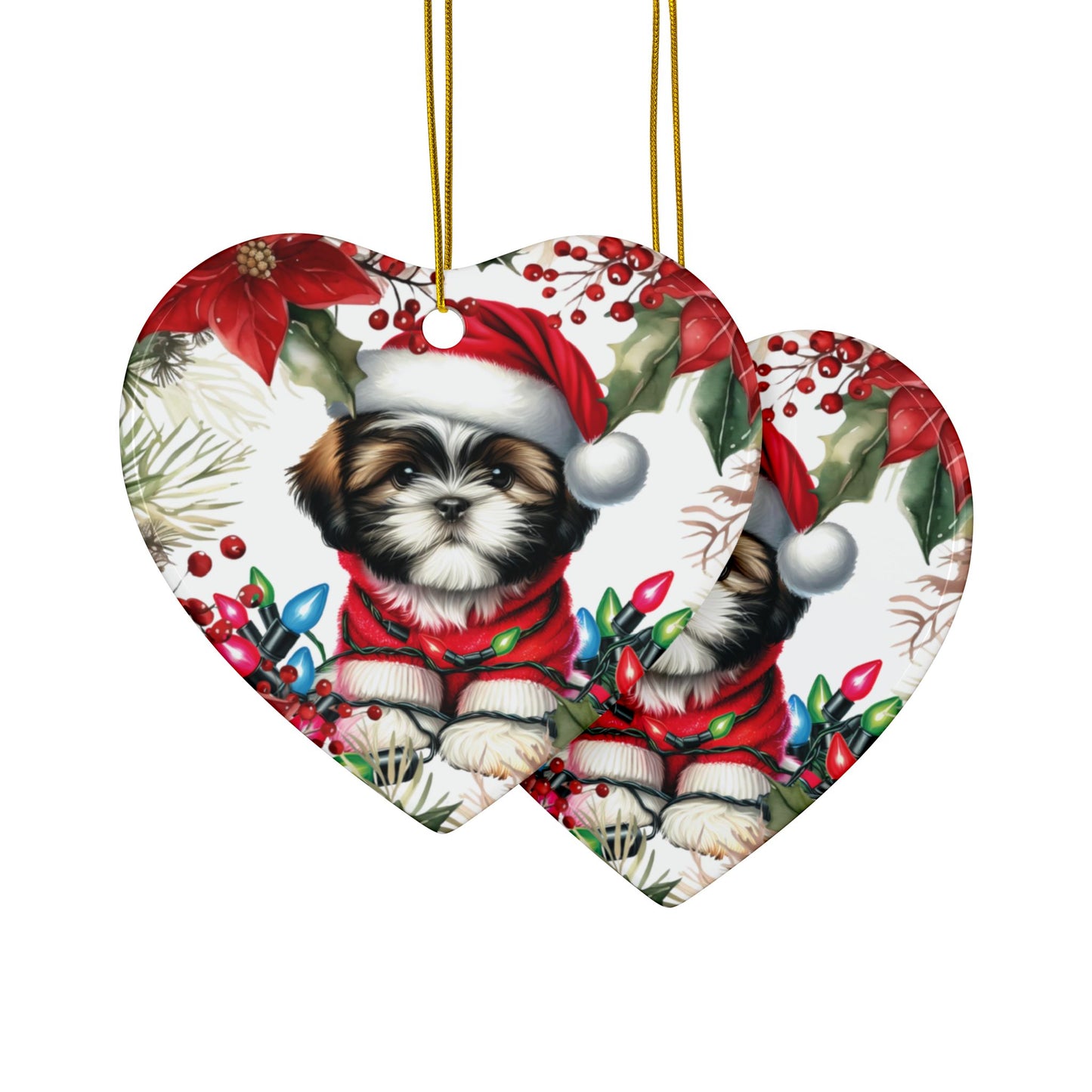Shih Tzu Holiday Ornament, Christmas Ornament, Round Ornament, Shih Tzu Lover, Shih Tzu Dog, Ceramic Hanging Ornament