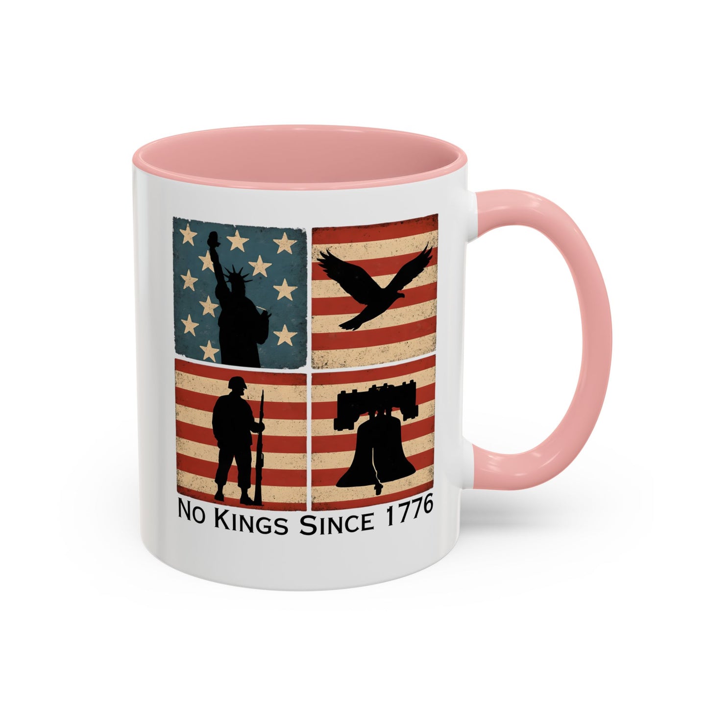 No Kings Since 1776 Coffee Mug, Fourth of July Gift, Retro American Flag Mug, Land of the Free, Military Veteran Gift