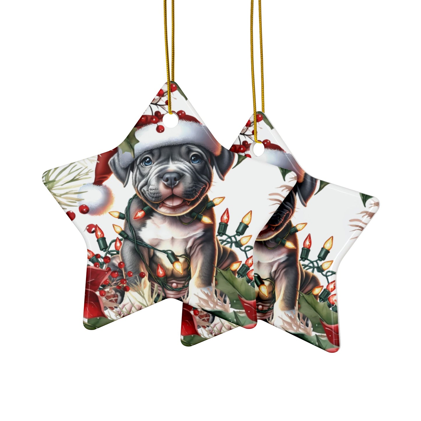 Pittbull Holiday Ornament, Pitbull Mom Apparel, Pit Bull T-shirt, Custom Dog Ornament, Dog Gift, Pet Lover’s Gift