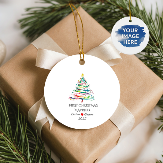 First Christmas Married Ornament, Newlywed Ornament, Just Married Gift, Our First Christmas, Mr and Mrs Ornament