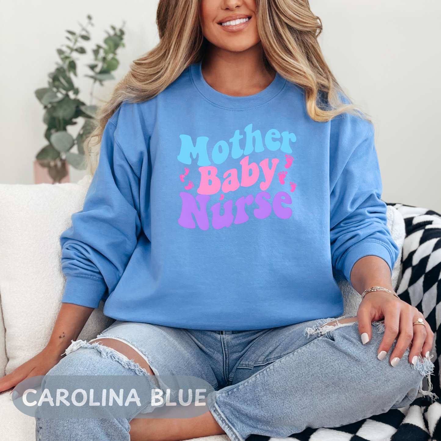 Postpartum Nurse Sweatshirt, Retro MBU Crew Neck, Mother Baby Unit Sweater, Maternity Nurse, RN Postpartum Apparel