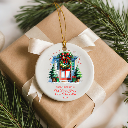 Personalized New Home Ornament – First Christmas Front Door Keepsake – Realtor Closing Gift, Our First House Holiday Decoration 2025