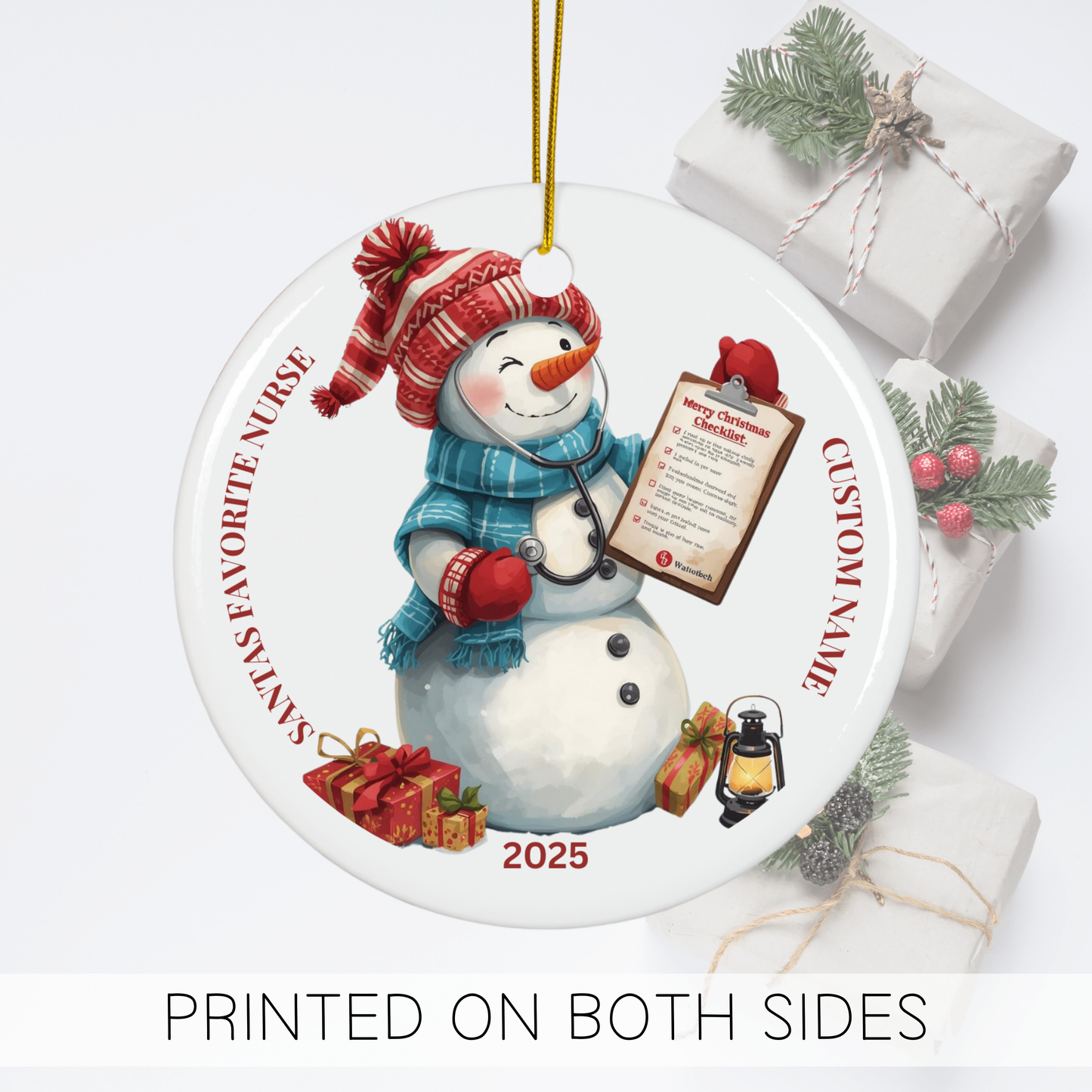 Nurse Snowman Ornament 2025, Personalized Nurse Christmas Ornament, RN Gift, Nursing Graduation, Retirement Keepsake