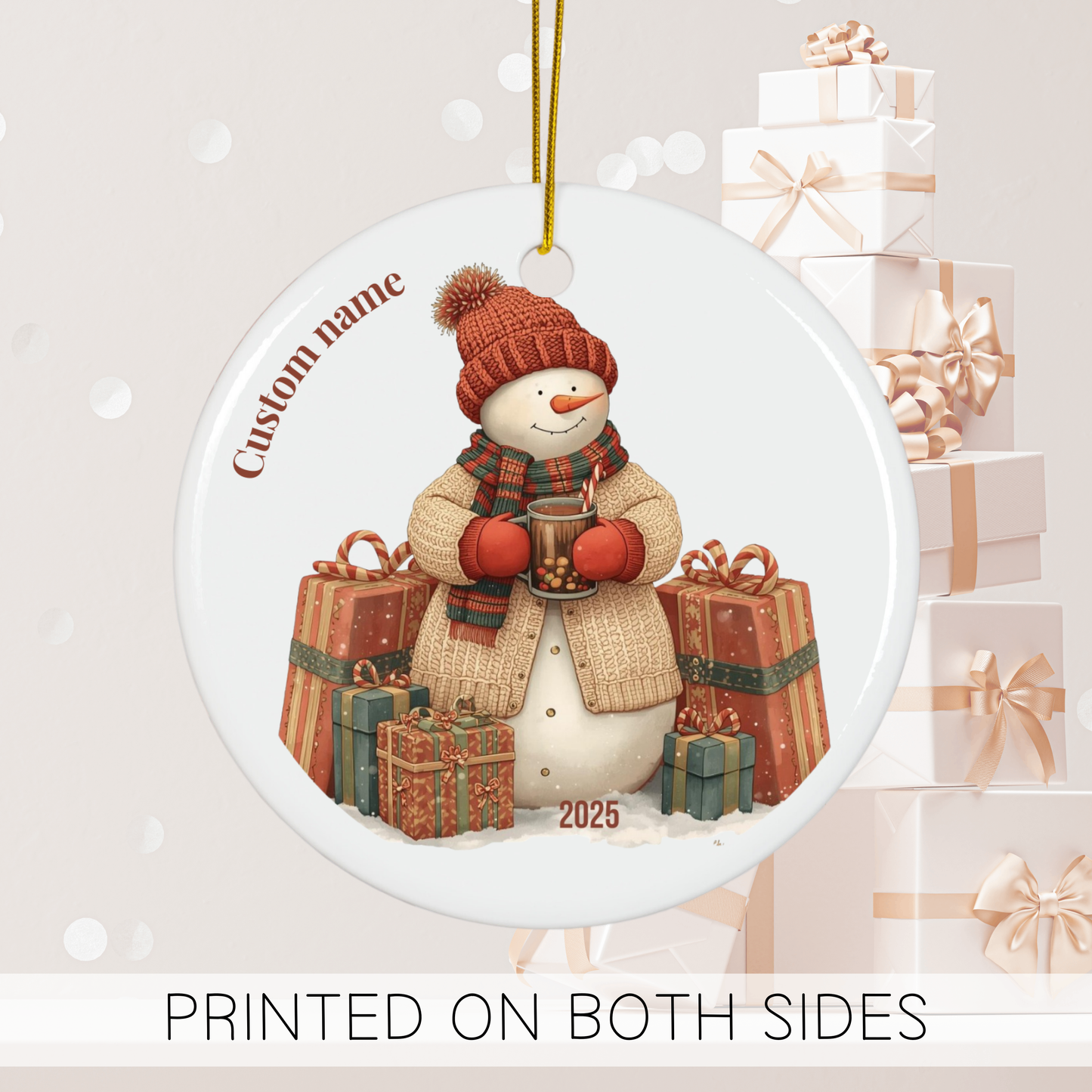 Snowman Ornament 2025, Cute Ceramic Christmas Tree Decoration, Winter Wonderland Gift Exchange, Cozy Holiday Keepsake