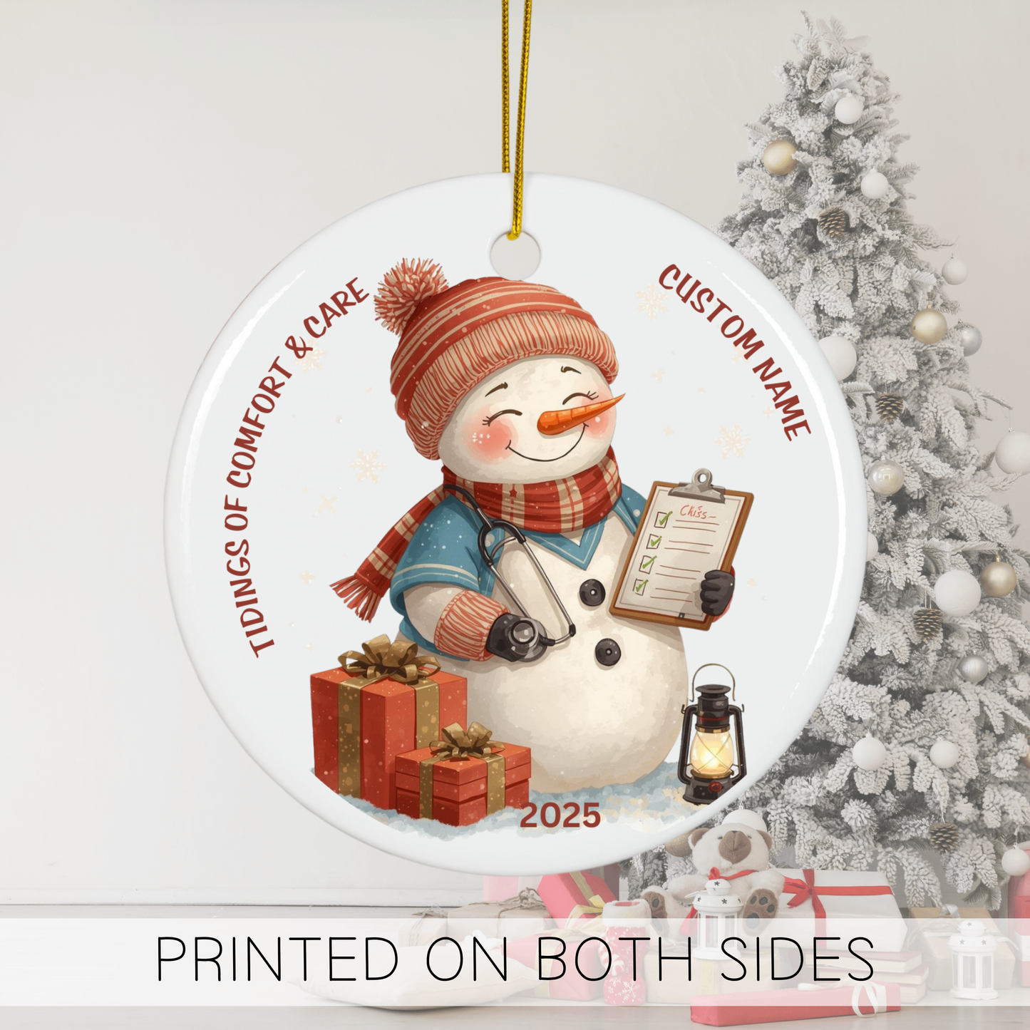 Personalized Nurse Snowman Ornament 2025, Nursing Ornament Gift for RN, Future Nurse, Graduation, Retirement, Christmas Keepsake